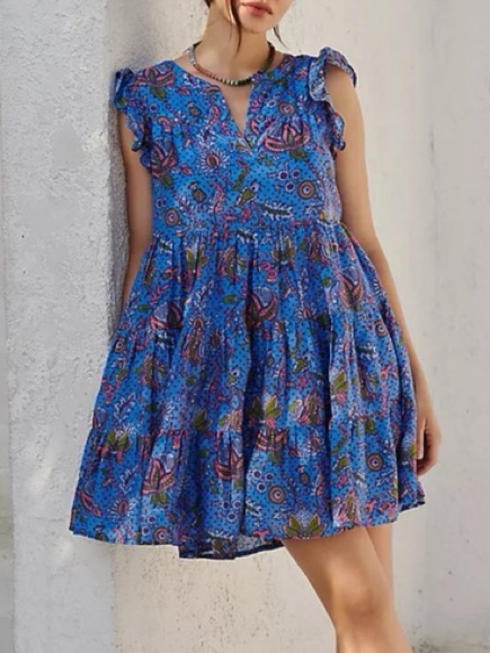 Roller Rabbit BLOCKPRINT Floral Mini Dress XS NWOT